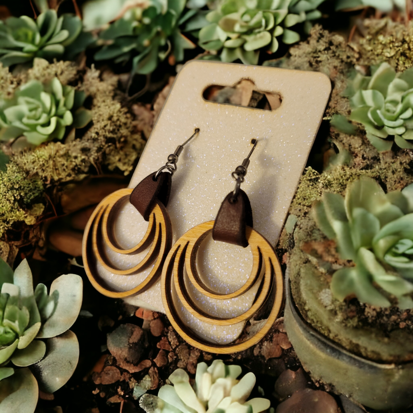 Leather & Birch Earrings