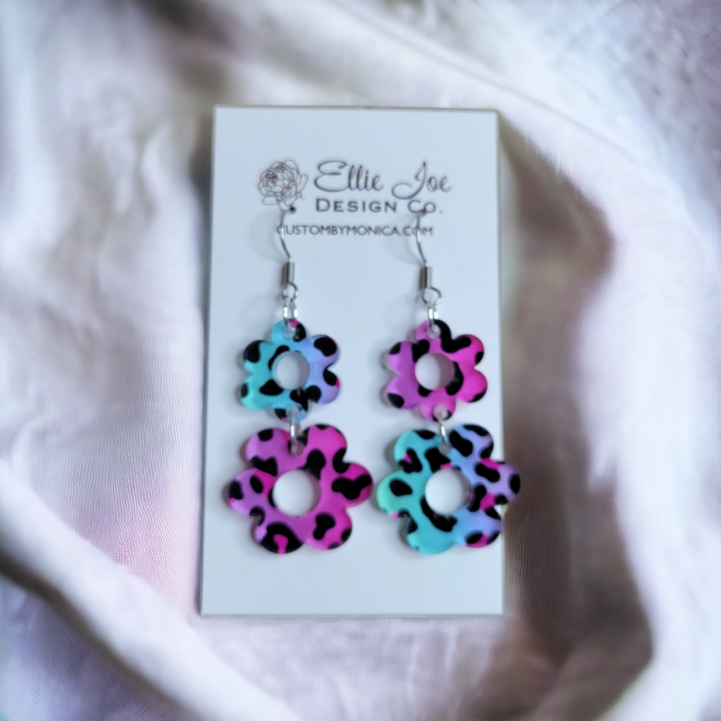 Neon Rainbow Cheetah Dangles