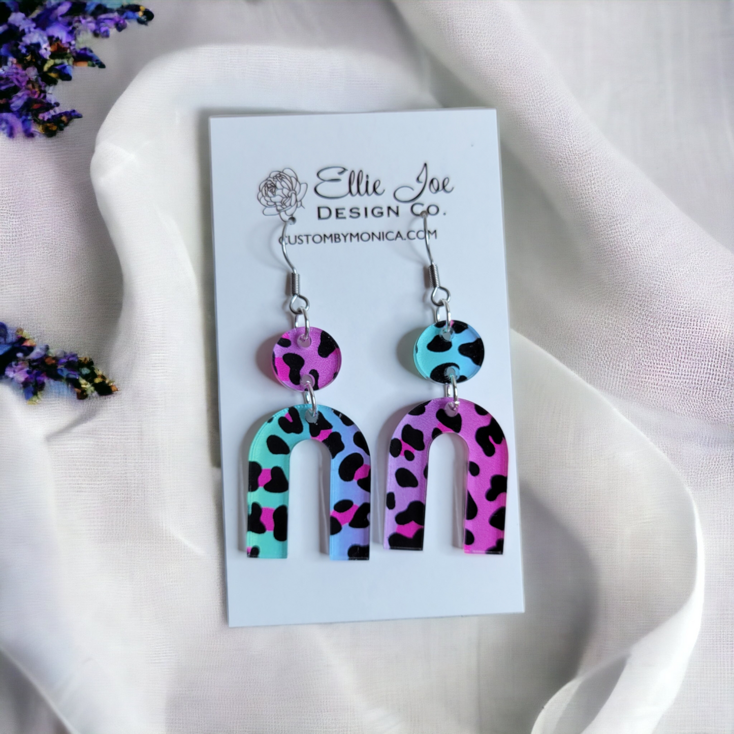 Neon Rainbow Cheetah Dangles