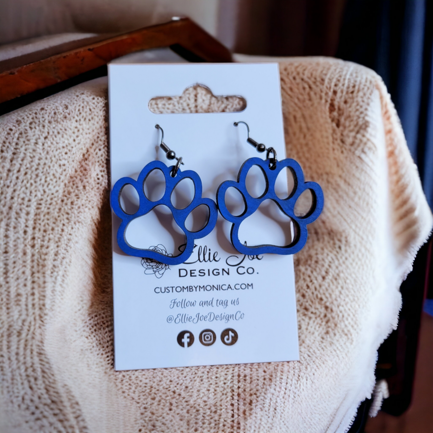 Deep Blue Paw Dangles
