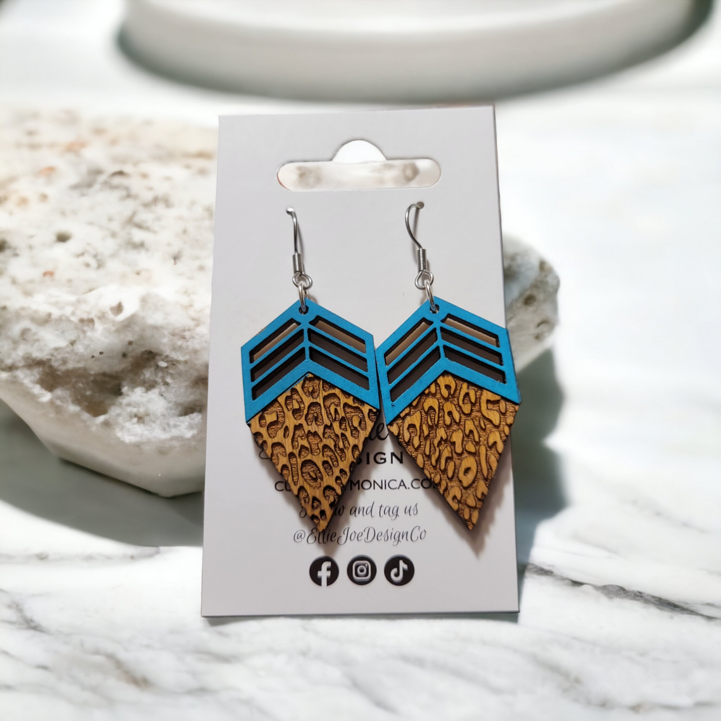 Teal Leopard Dangles