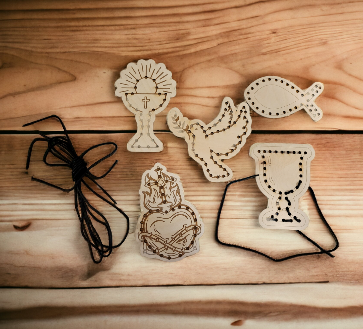 Religious Shape Lacing Board Set of 5