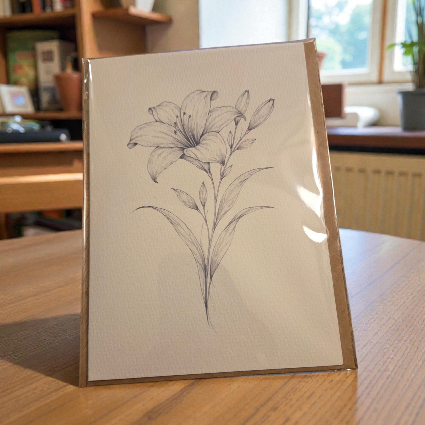 diy watercolor card lily sketch printed on watercolor paper