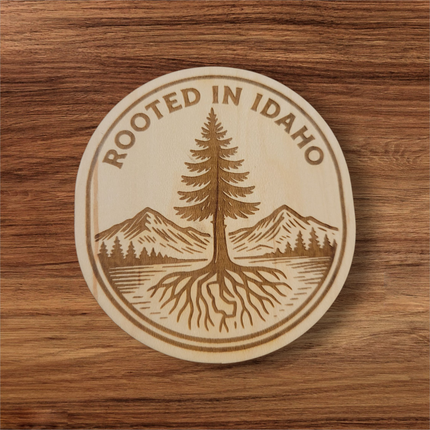 Rooted in Idaho Magnet – Tree with Mountain Roots