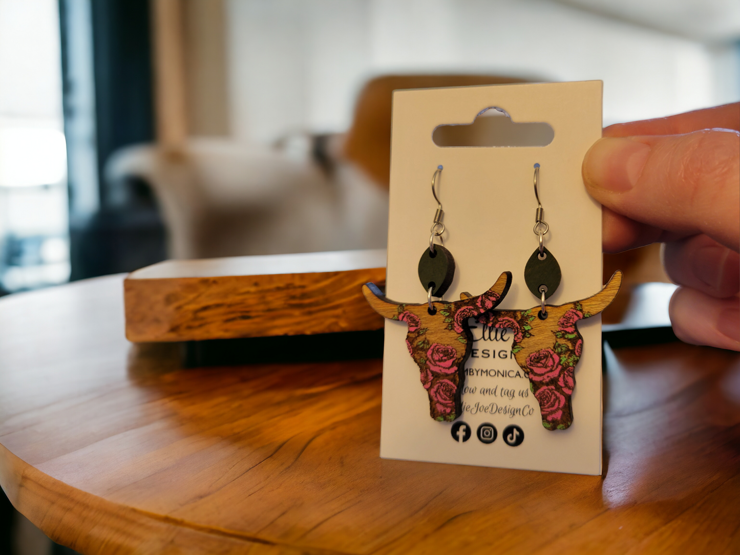 Floral Cow Dangles