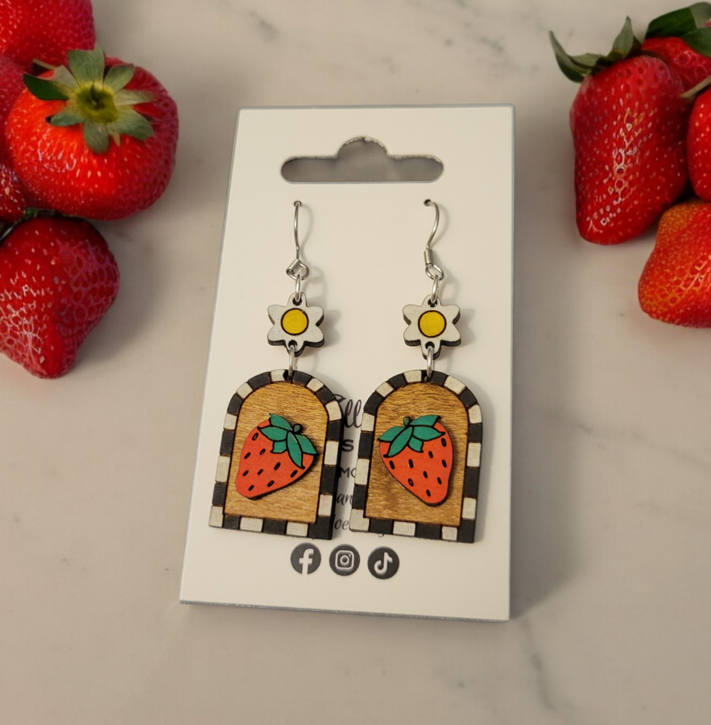 Strawberry Flower Dangles