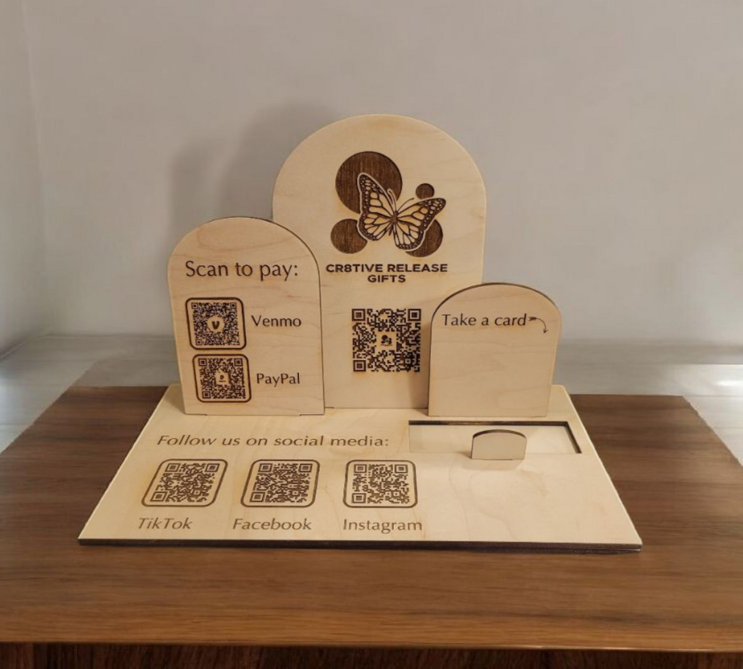 Custom QR Sign with Business Card Space