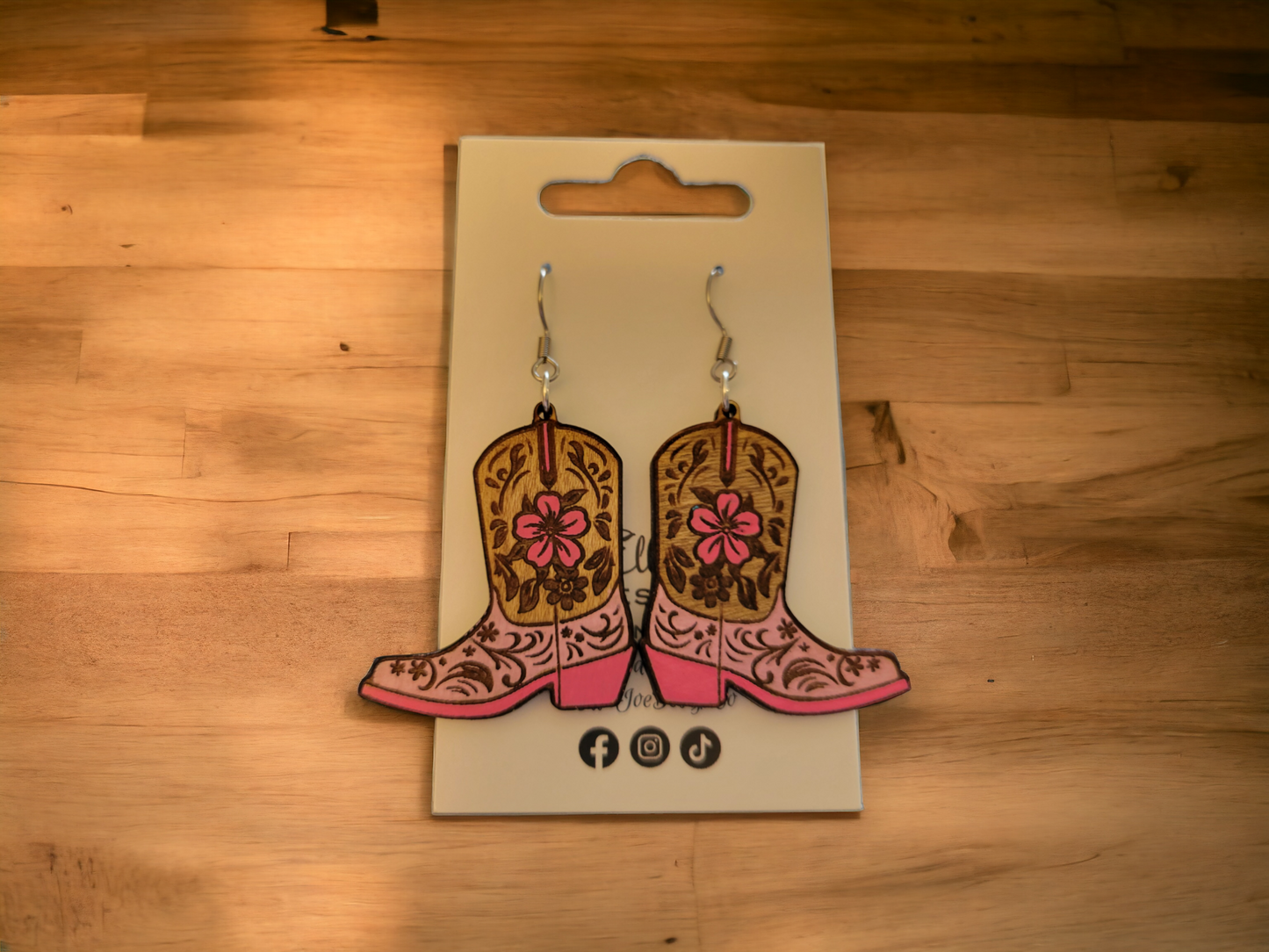 Pink Cowboy Boot Dangles