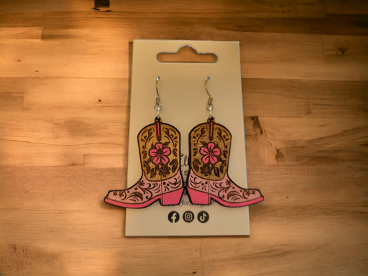 Pink Cowboy Boot Dangles
