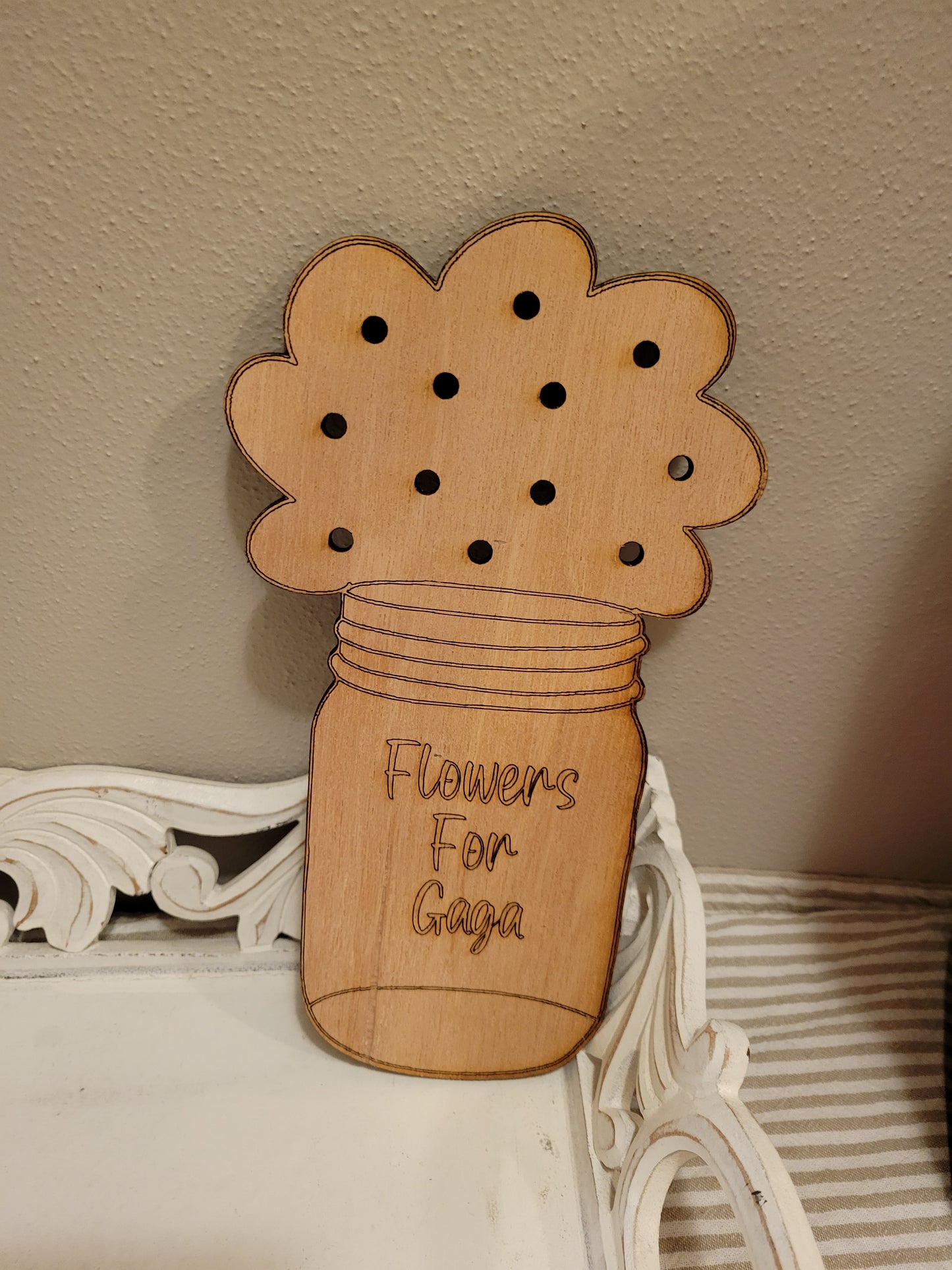 Flowers For Mom Wooden Flower Holder