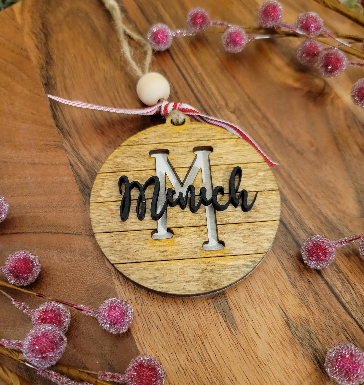 Shiplap Last Name Ornament