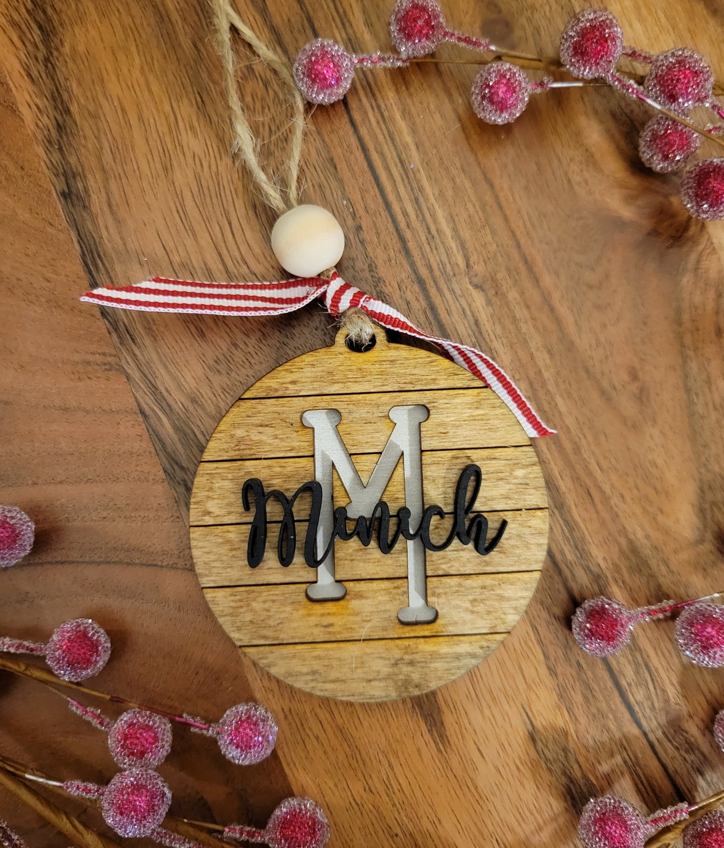 Shiplap Last Name Ornament