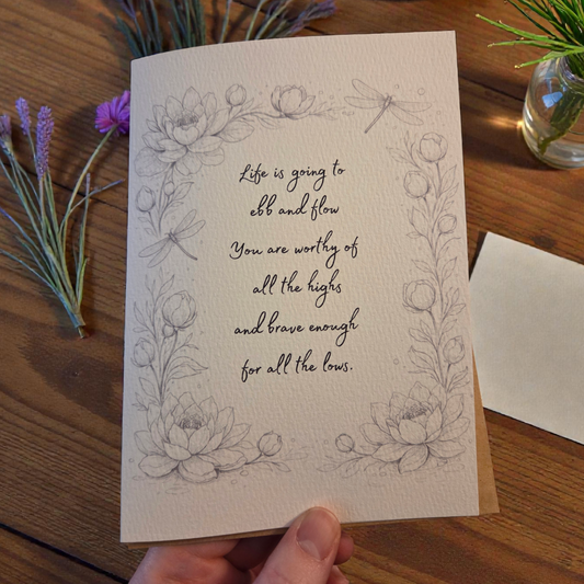 paint your own watercolor greeting card encouragement quote floral border 5x7