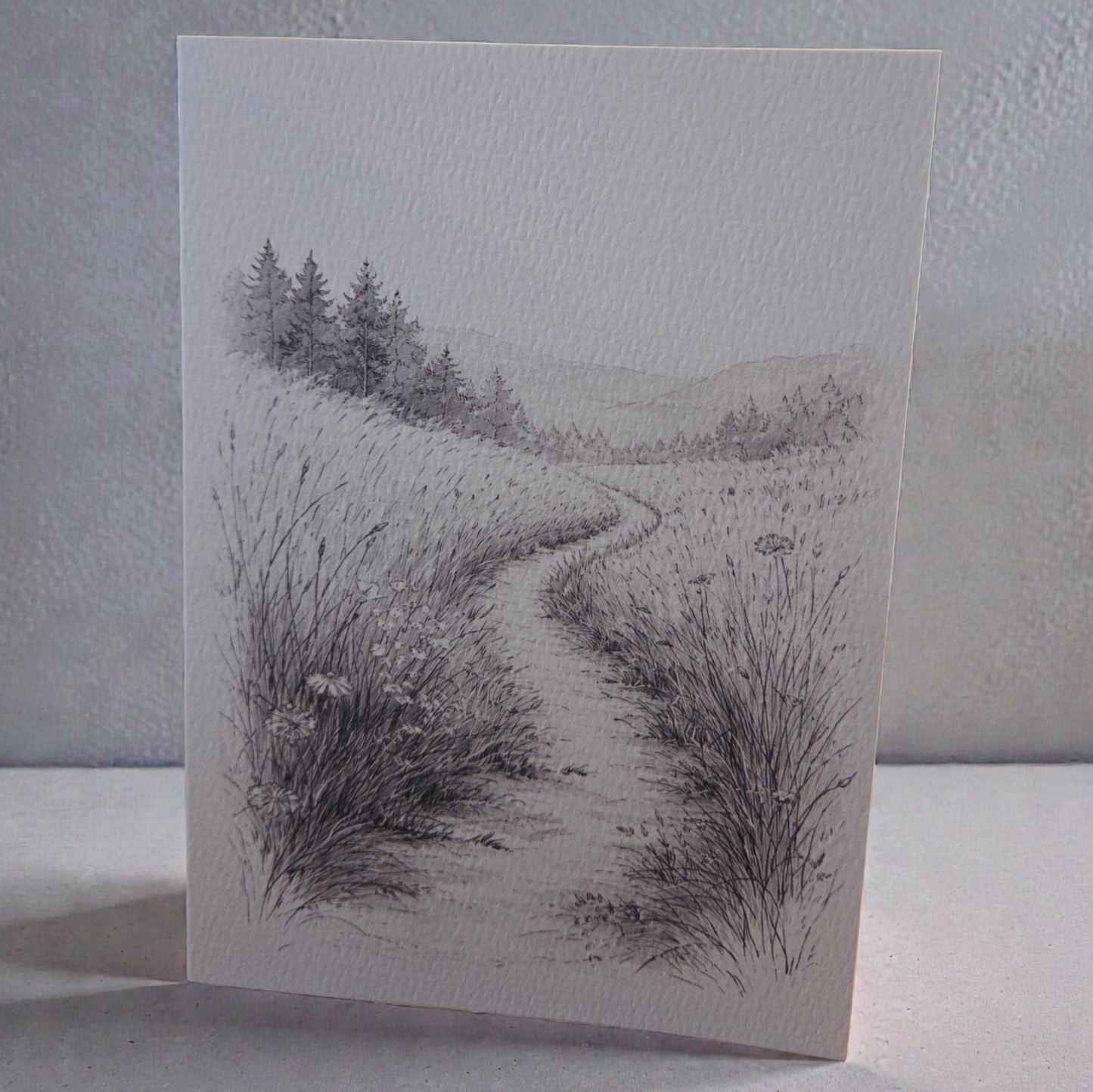 diy watercolor card landscape sketch on watercolor paper