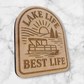 Handmade wooden fridge magnet for lake lovers – boating-themed lake house keepsake