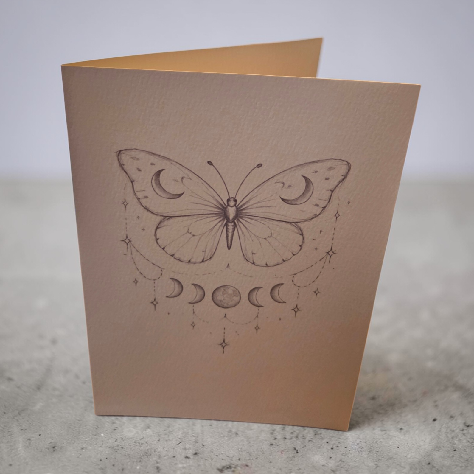celestial butterfly watercolor greeting card 5x7 textured paper