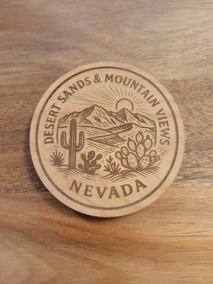 Desert Sands & Mountain Views Nevada Magnet – Cactus and Mountains