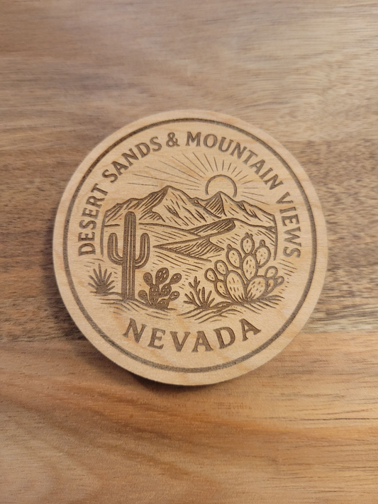 Desert Sands & Mountain Views Nevada Magnet – Cactus and Mountains