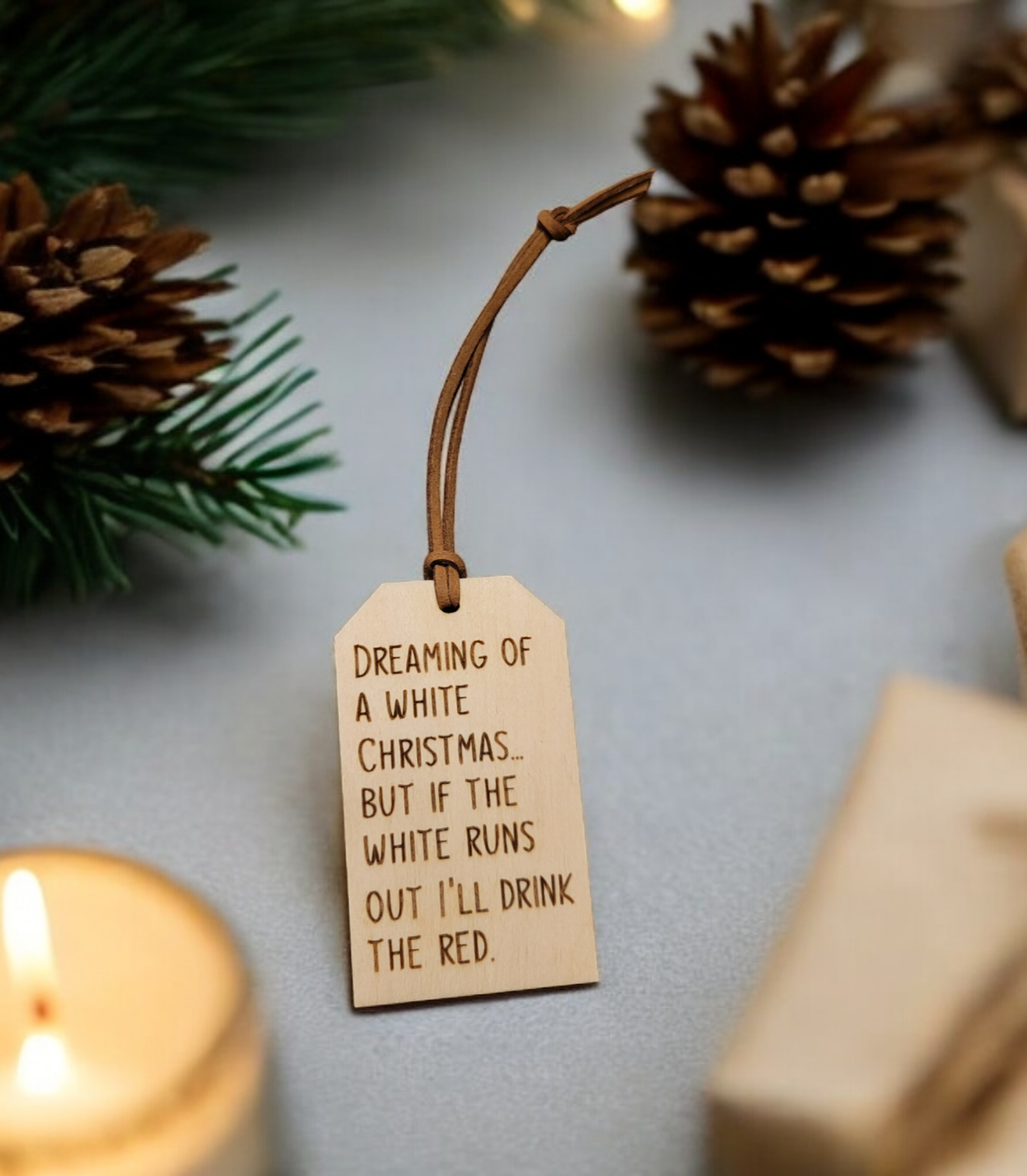 White Christmas Wine Tag