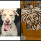 Custom wooden line art dog ornament personalized from customer's pet photo.
