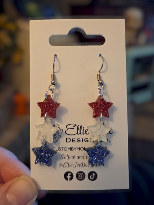 Red, White and Blue Star Dangles