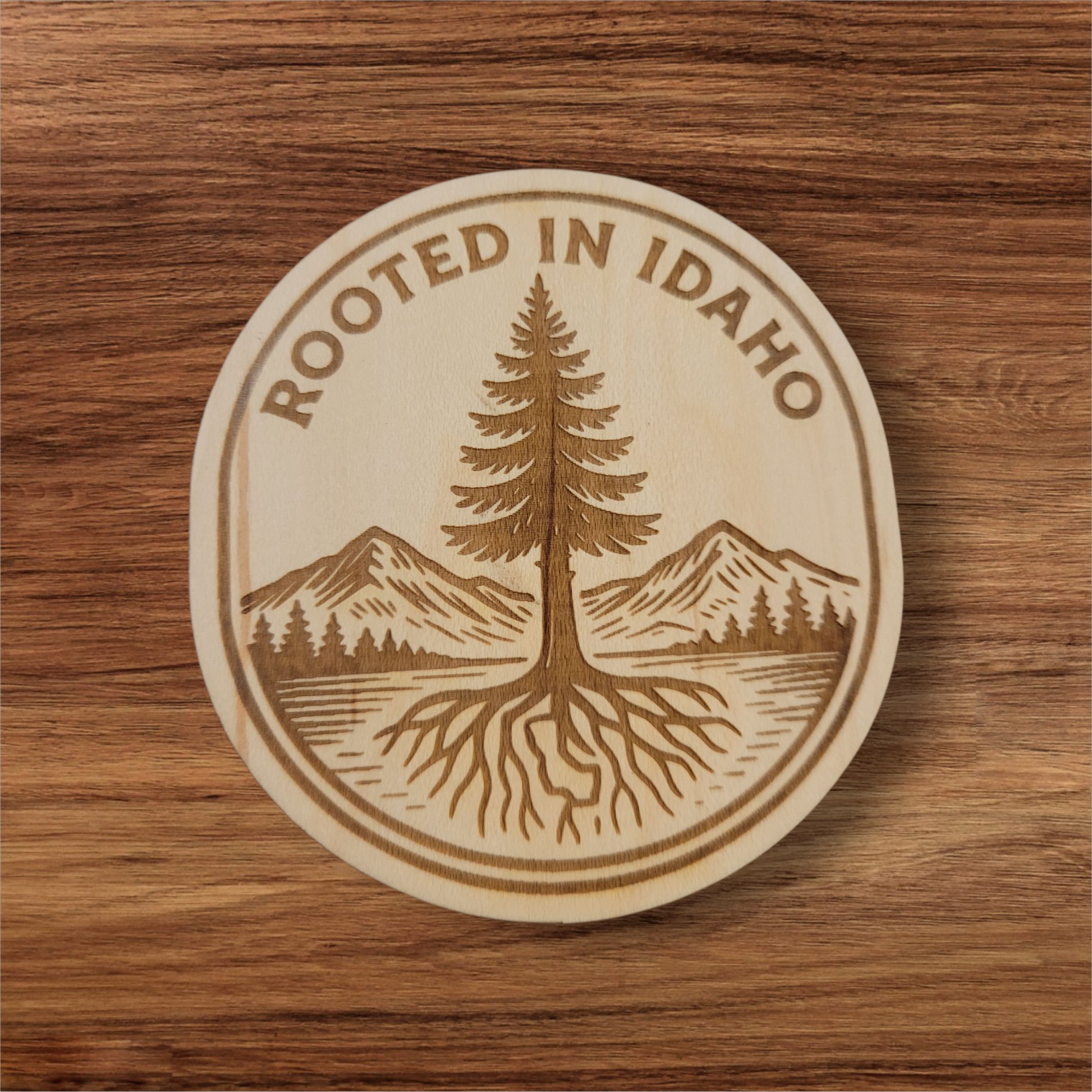 Rooted in Idaho Magnet – Tree with Mountain Roots