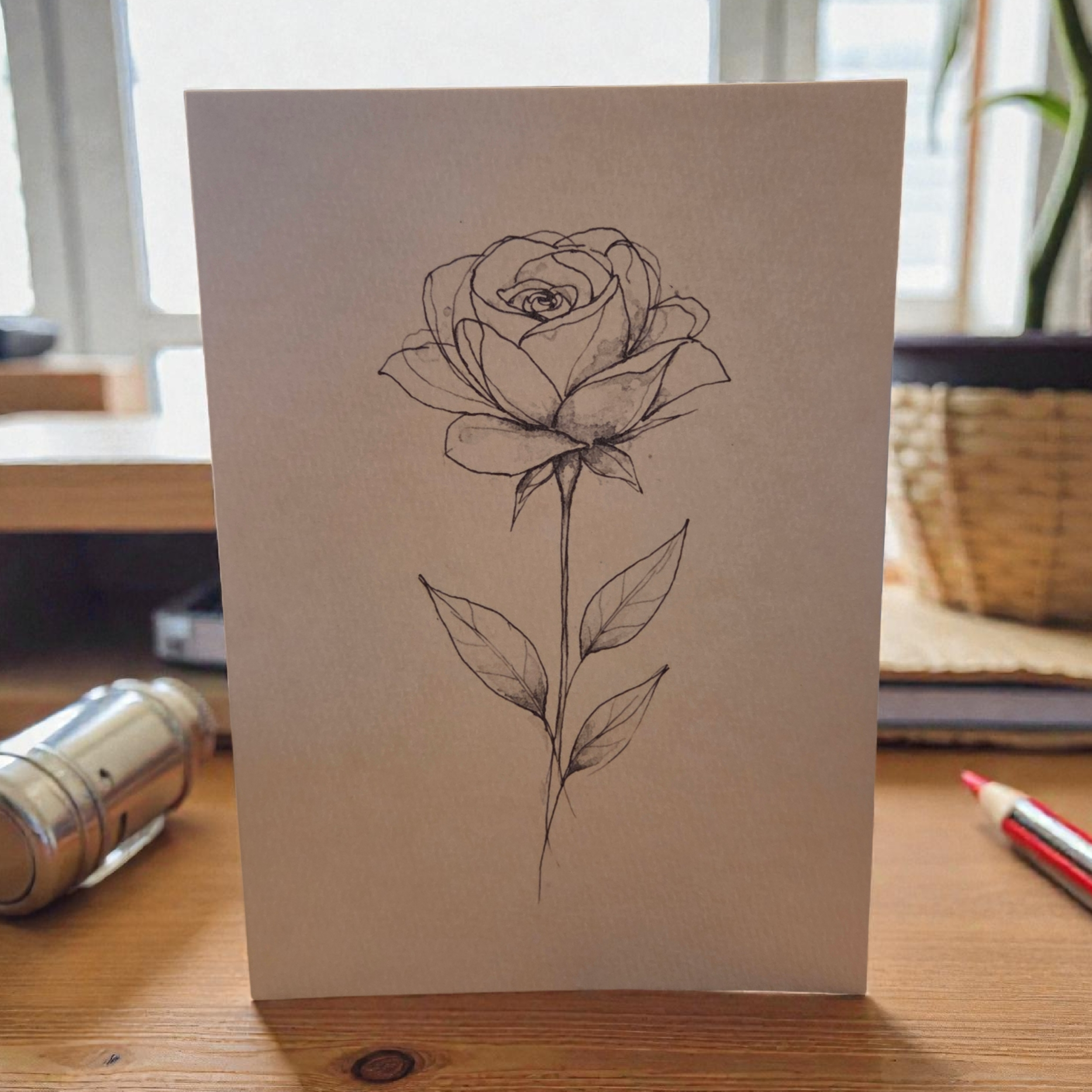 paint your own watercolor greeting card rose floral 5x7