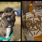 Custom wooden line art dog ornament personalized from customer's pet photo.