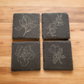 Floral Etched Slate Coaster Set