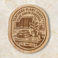 Engraved wood magnet featuring “Teachers Plant Seeds That Grow Forever” with classroom books, plant, and chalkboard illustration