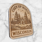 Handcrafted wood magnet with cabin under starry sky – perfect Up North souvenir or cabin gift