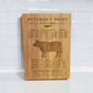 Solid wood butcher board engraved with beef cuts diagram, rustic kitchen style, handmade in Wisconsin.