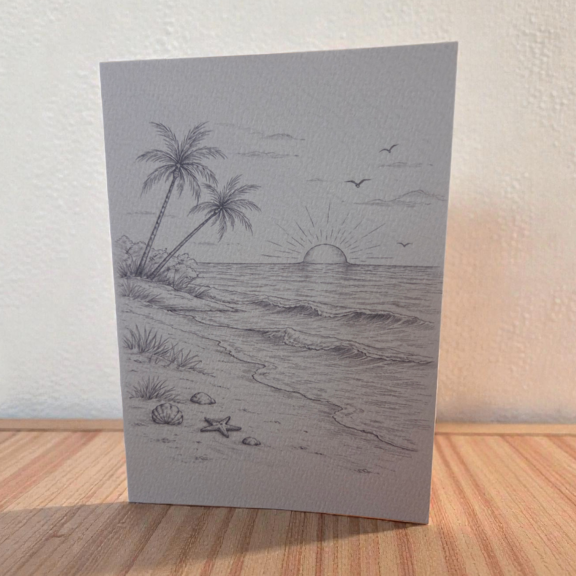 paint your own watercolor greeting card beach sunset palm trees 5x7