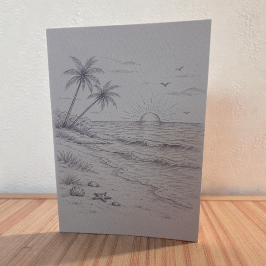 paint your own watercolor greeting card beach sunset palm trees 5x7
