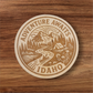 Adventure Awaits Idaho Magnet – Mountain Scene Woodcut