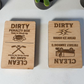 Hockey dishwasher magnet with Game On and Penalty Box design on wood