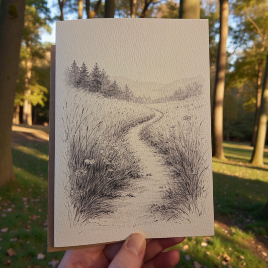 paint your own watercolor greeting card forest path 5x7