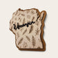 Wisconsin botanical two-layer wood sign with engraved leaves and raised Wisconsin lettering
