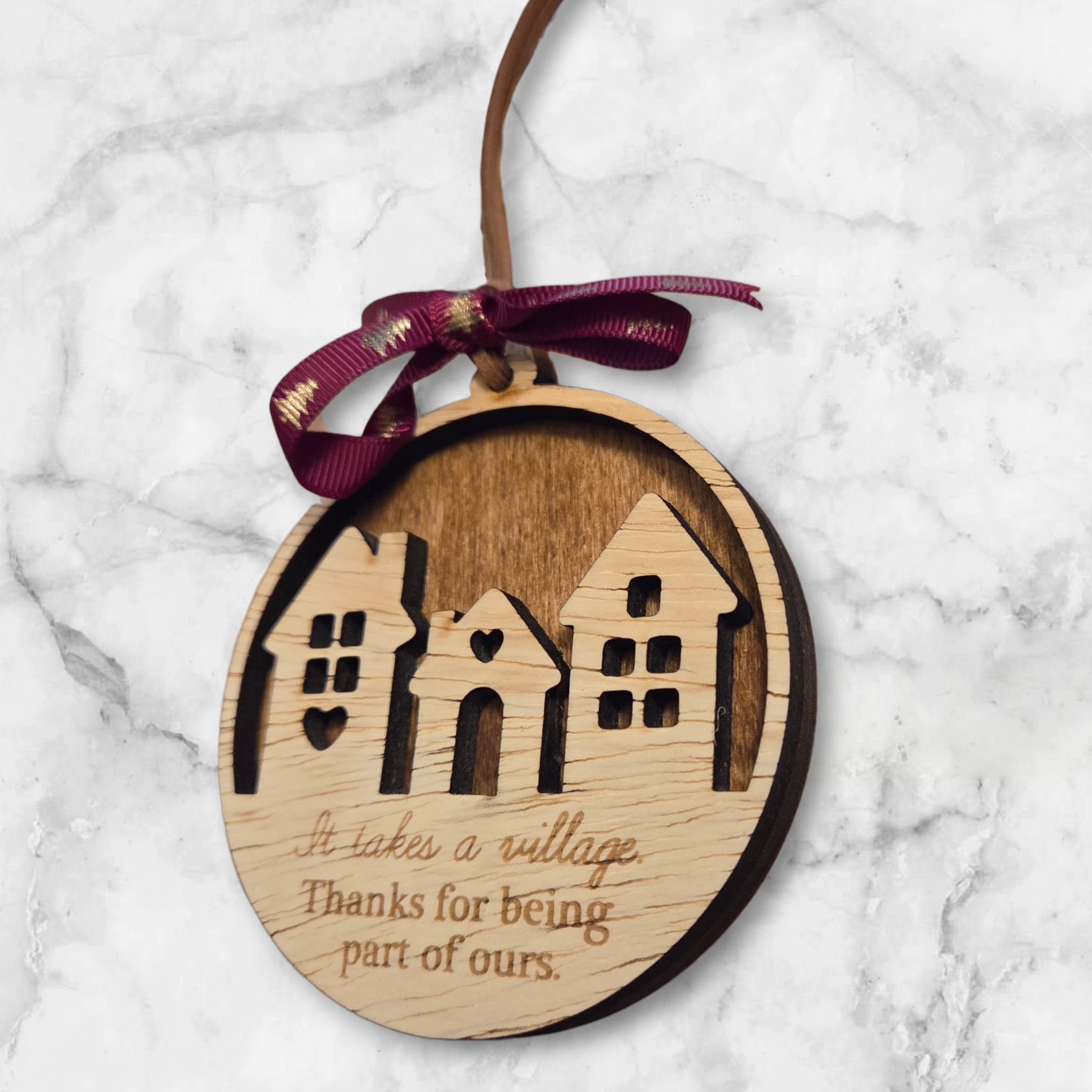 layered village christmas ornament handmade