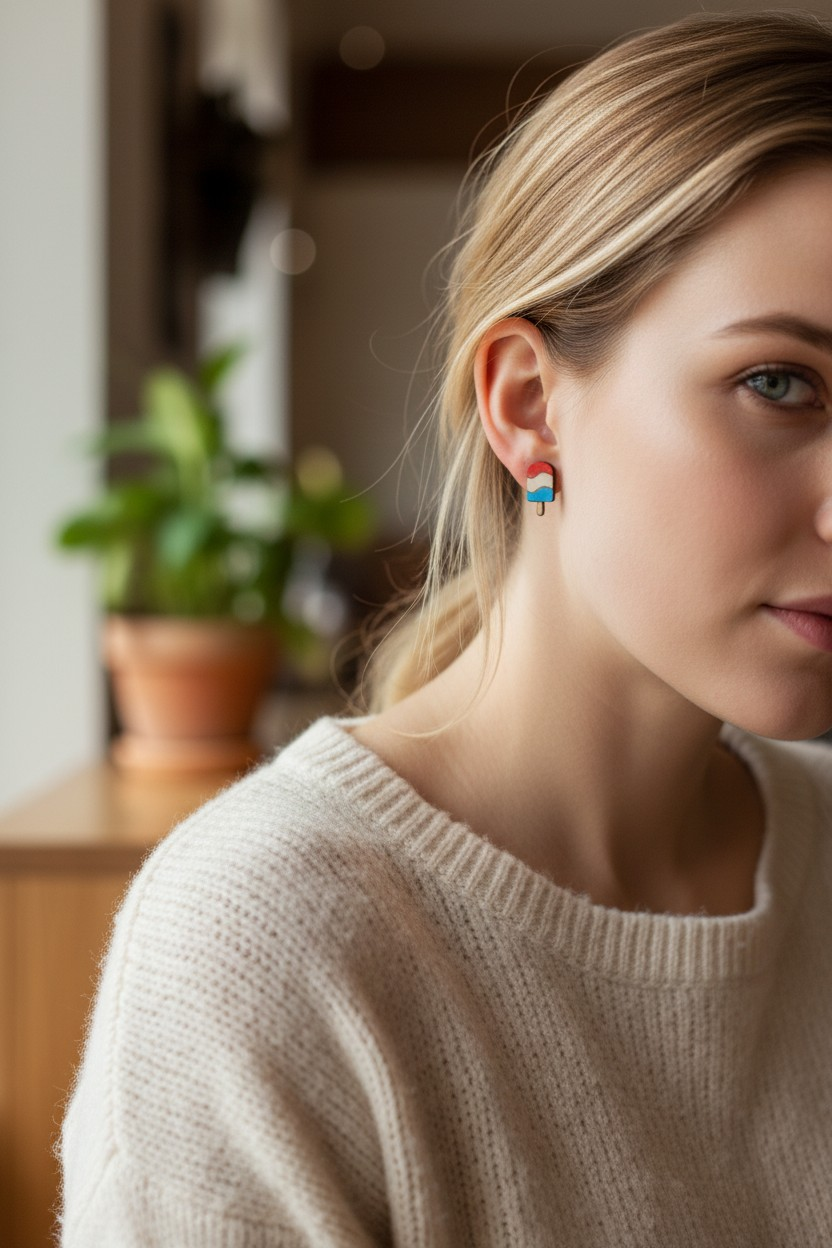Patriotic Popsicle Stud Earrings
