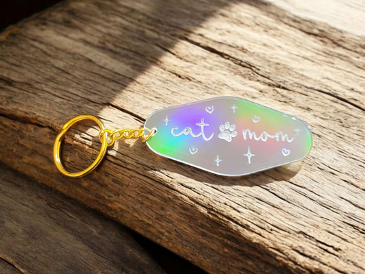 Cat Mom Iridescent Keychain