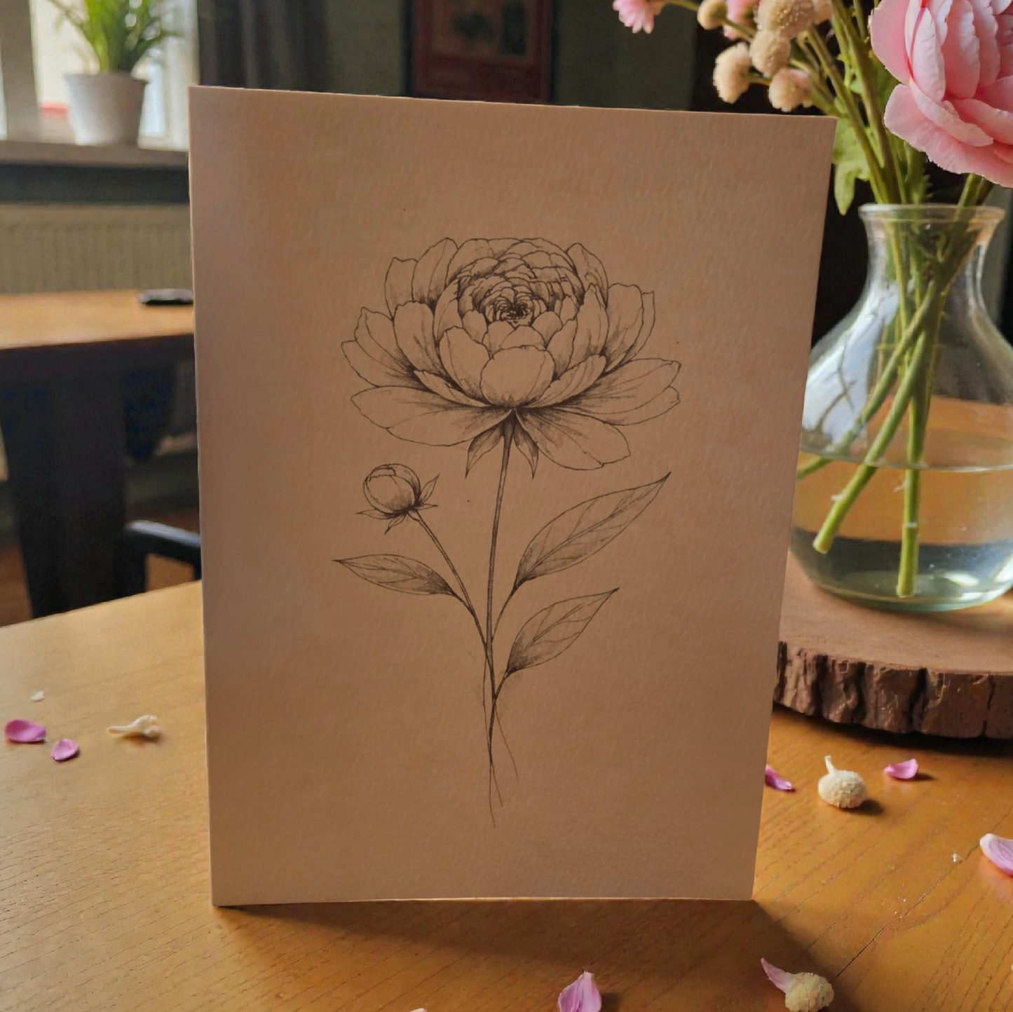 paint your own watercolor greeting card peony floral 5x7