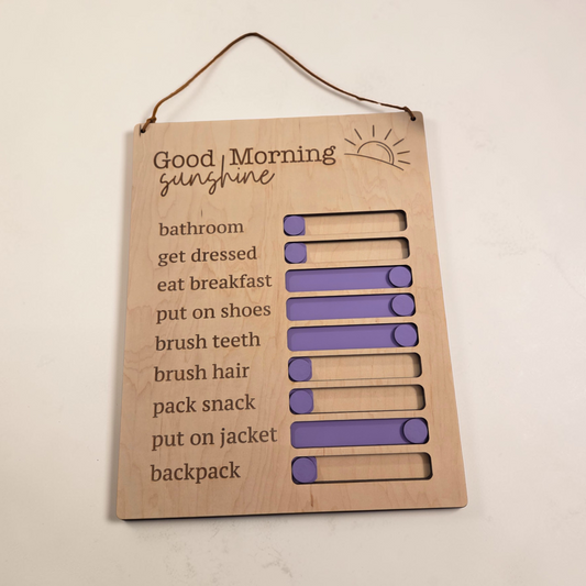 Kids Morning Routine Chart Sign | 8x10 Sliding Chore Board