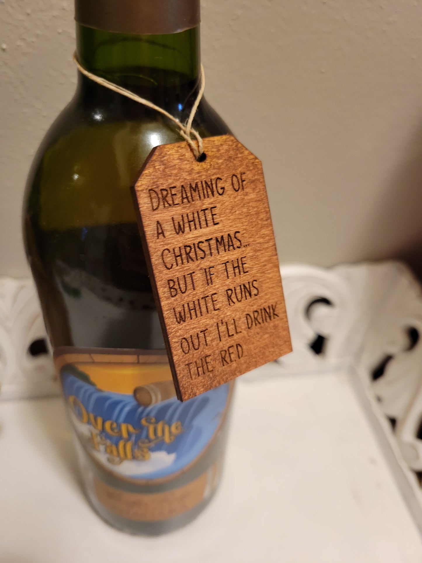 White Christmas Wine Tag