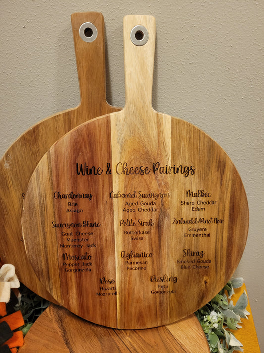 Wine and Cheese Pairings Cutting Board