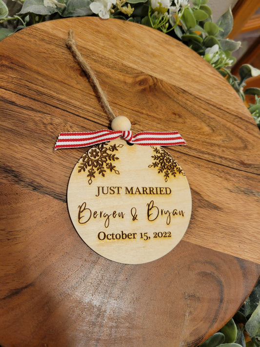 Customized Just Married Ornament